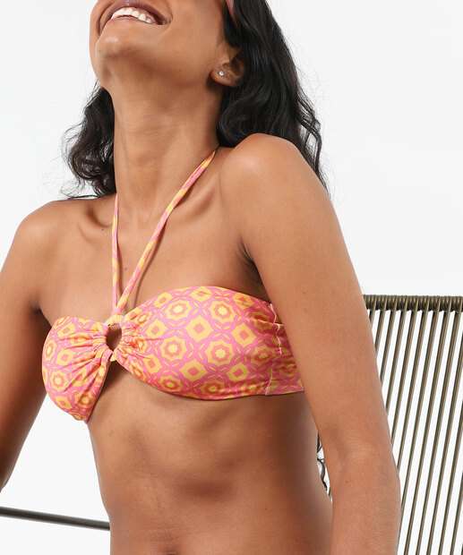 Top Biquíni Estampado Bojo Marisa Rosa