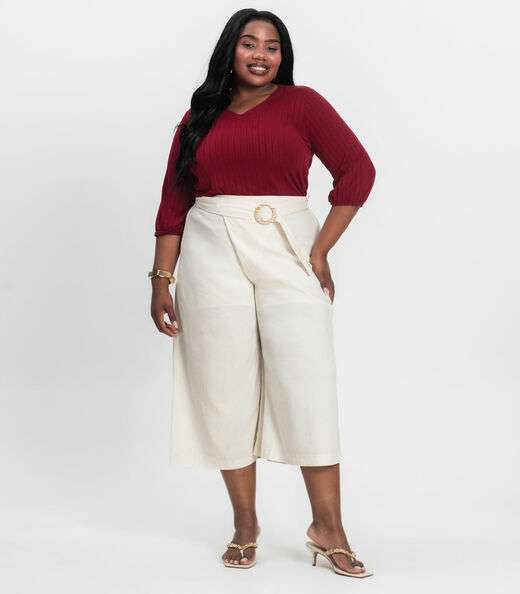 Blusa Canelada Plus Infinita Cor Vermelho