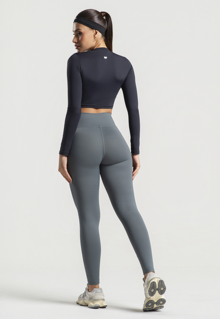 Cropped Básico Manga Longa Decote Redondo Preto Wemood