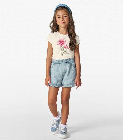 Conjunto Blusa Com Shorts Infantil Trick Nick Bege