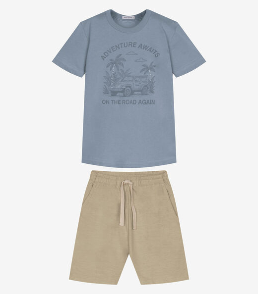 Conjunto Infantil Camiseta Com Bermuda Trick Nick Azul