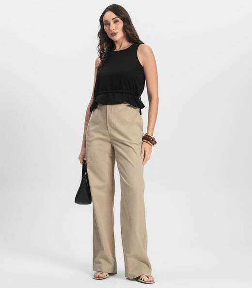 Regata Feminina em Crepe Infinita Cor Preto