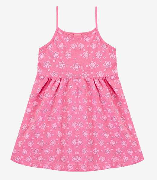 Vestido Infantil Estampado de Alcinha Biju Kids Rosa