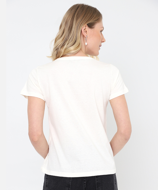 Camiseta Feminina Estampada Manga Curta Marisa Off White