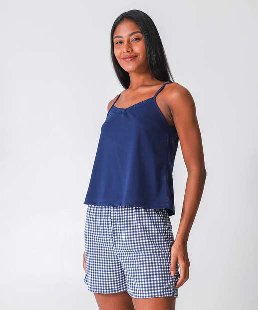 Image_Pijama Feminino Estampa Xadrez Alças Finas Marisa
