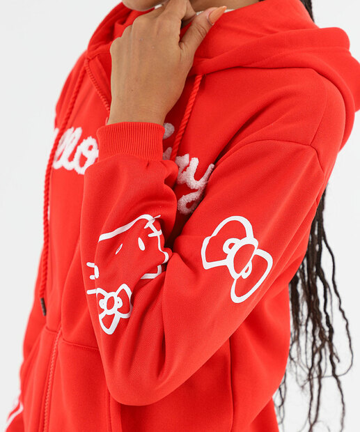 Blusão Feminino Capuz Moletom Hello Kitty Vermelho