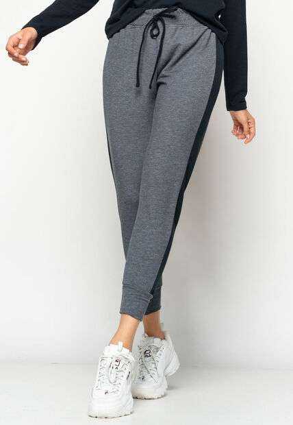 Calça  Comfy Jogger Com Faixa Lateral Moletinho Grafite Salvatore Fashion