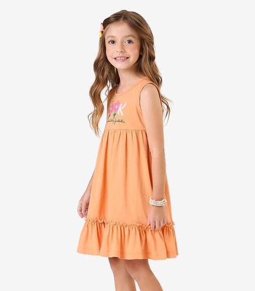 Vestido Feminino Meia Malha Rovi Kids Laranja