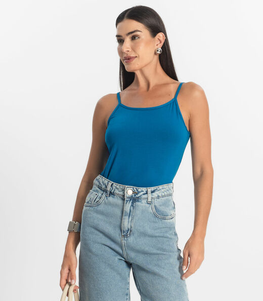 Image_Blusa de Alça Feminina Viscotorcion Básica Rovitex Azul