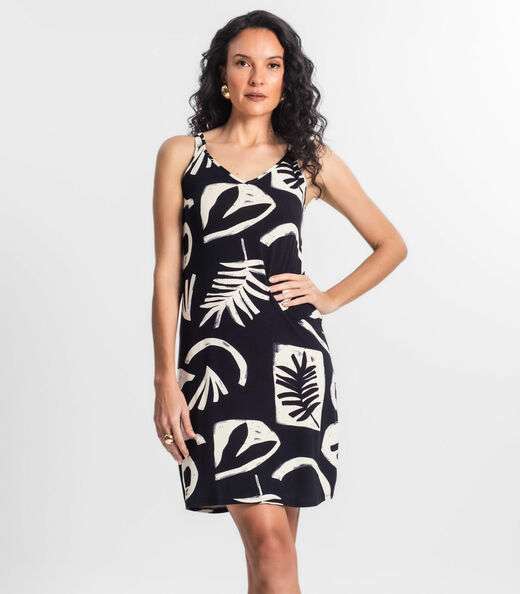 Vestido Estampado Rovitex Bege