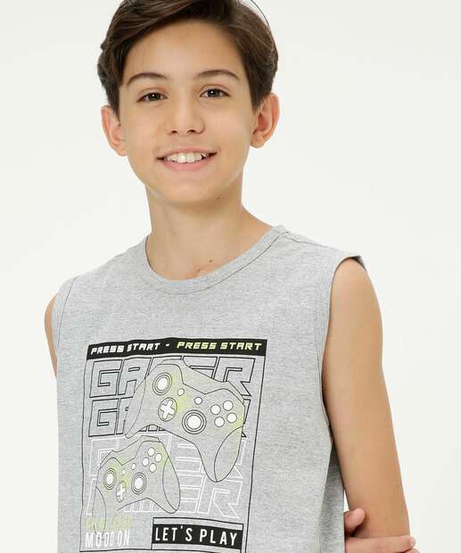 Regata Juvenil Estampa Videogame MR Tam 10 a 16 