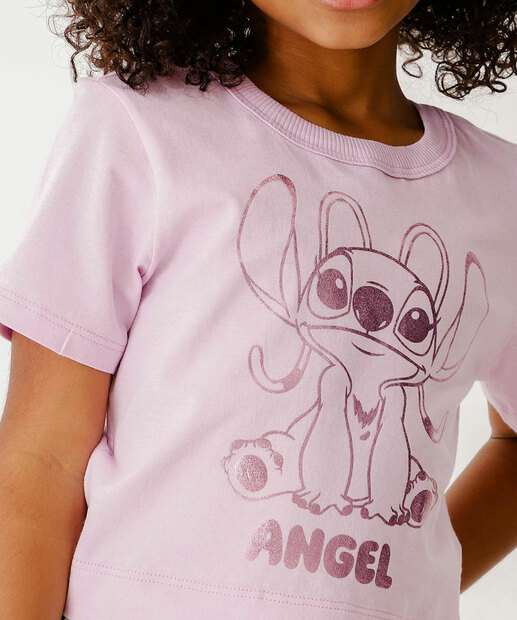 Blusa Infantil Angel Stitch Disney Tam 4 a 10