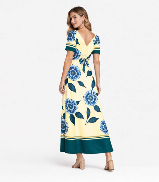 Vestido Midi Feminino Com Detalhe Em Nó Donna Bege