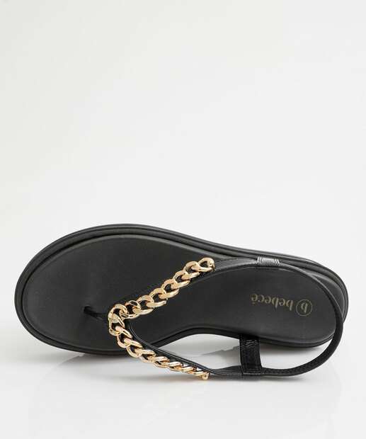 Sandália Feminina Flatform Corrente Bebecê Preto