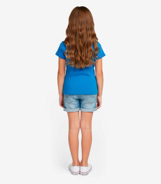 Blusa Infantil Manga Curta Básica Soletex Azul