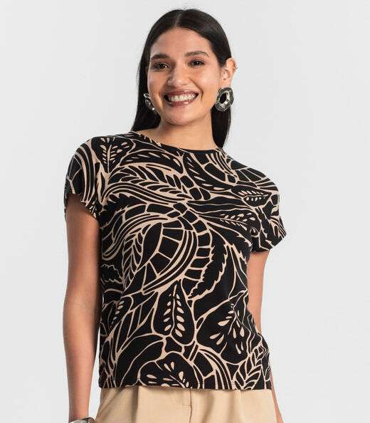 Blusa Feminina Estampada Rovitex Preto