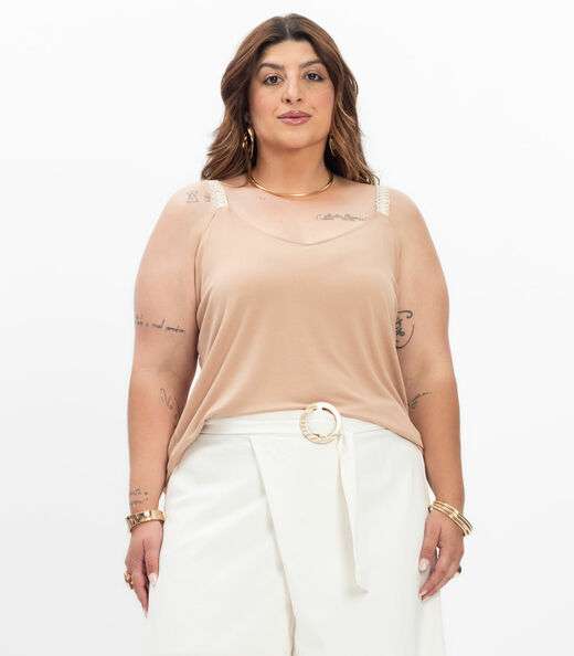 Image_Blusa de Alça Feminina Plus Size Secret Glam Marrom