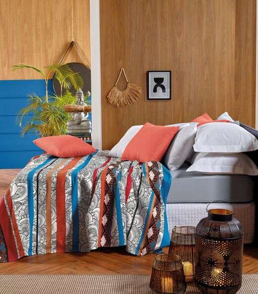 Colcha Allegro Casal Teka Laranja