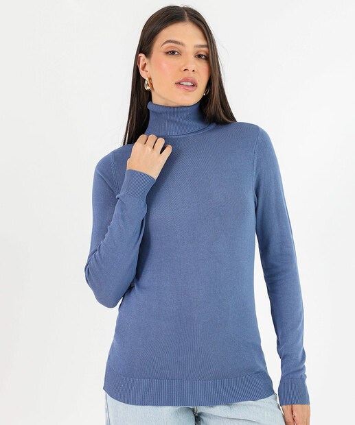 Image_Suéter Feminino Liso Gola Alta Marisa Azul