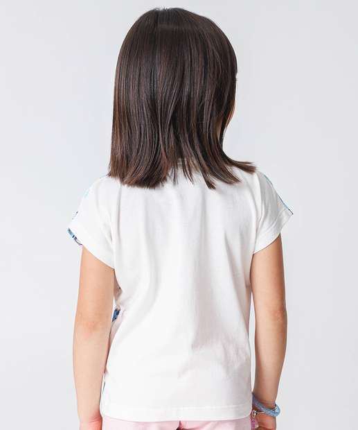 Camiseta Infantil Estampa Stitch Disney Tam 4 a 10 Off White