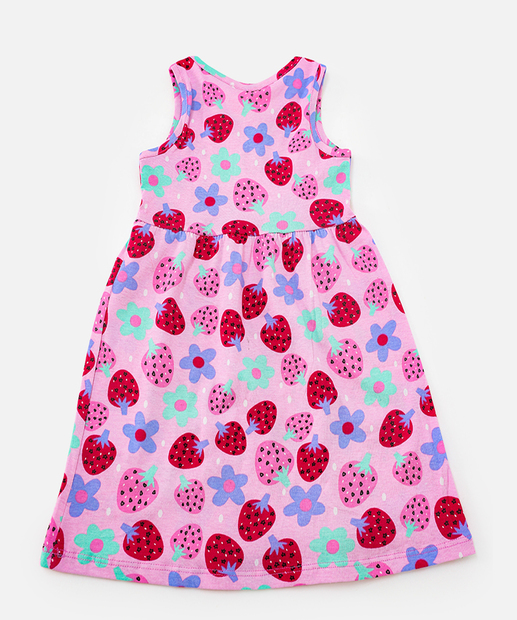 Vestido Infantil Estampa Morango Marisa Tam 1 a 3 Rosa