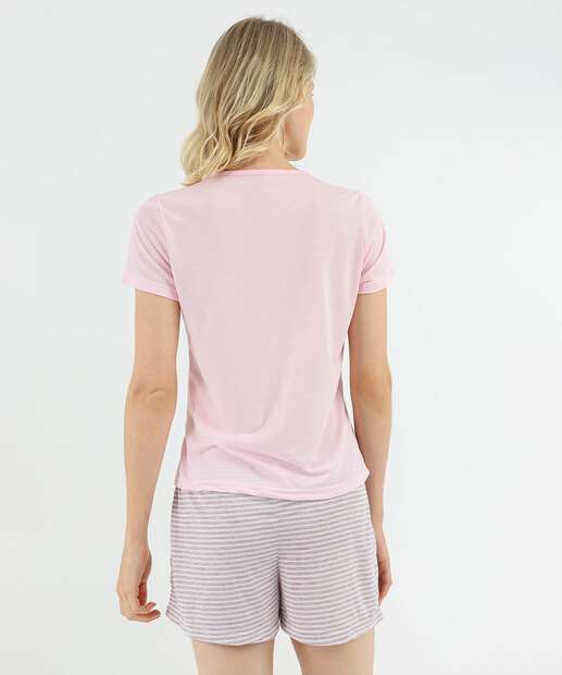 Pijama Feminino Estampa Gatocornio Marisa Rosa