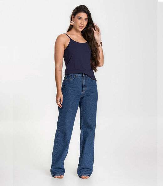 Blusa Feminina de Alças Básica Rovitex Azul