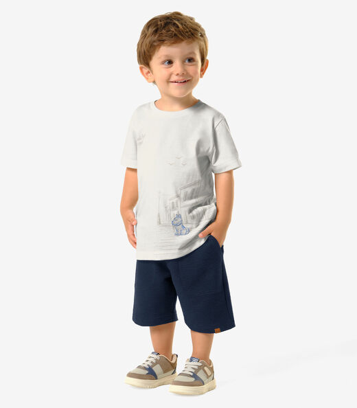 Conjunto Infantil Camiseta Com Bermuda Trick Nick Bege