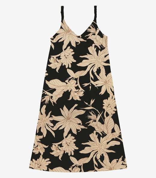 Vestido Super Midi Feminino Visco Maquinetada Preto