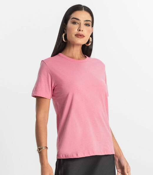 Blusa Básica Feminina Meia Malha Rovitex Rosa