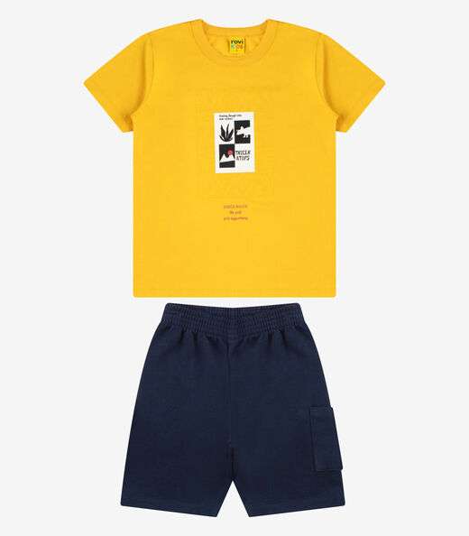 Conjunto Camiseta com Bermuda Menino Rovi Kids Amarelo
