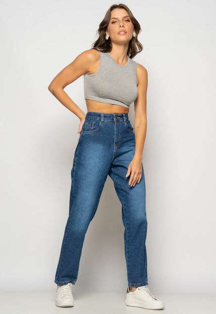 Cropped Regata Recorte Malha Mescla Salvatore Fashion