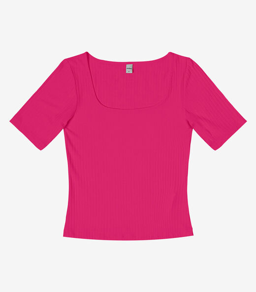 Blusa em Ribana Canelada Rovitex Rosa