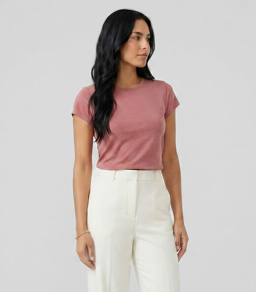 Blusa Feminina Básica Algodão Infinita Cor Rosa