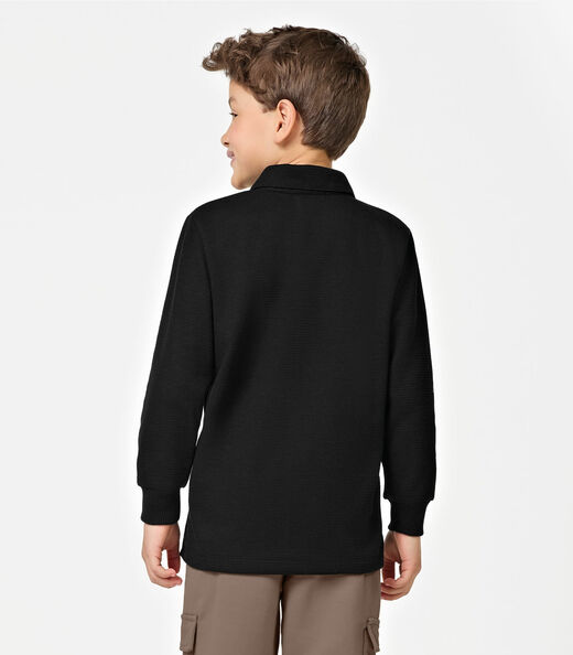 Polo Infantil Manga Longa Masculina Trick Nick Preto