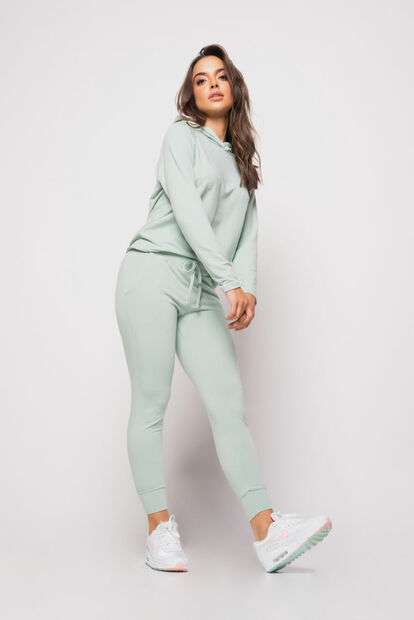 Image_Conjunto  Comfy Com Casaco Capuz e Jogger Moletinho Verde Claro Salvatore Fashio