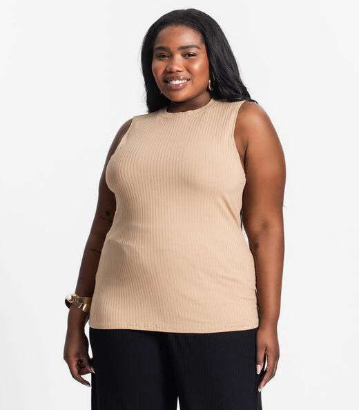 Image_Regata Plus Size Em Ribana Canelada Secret Glam Marrom