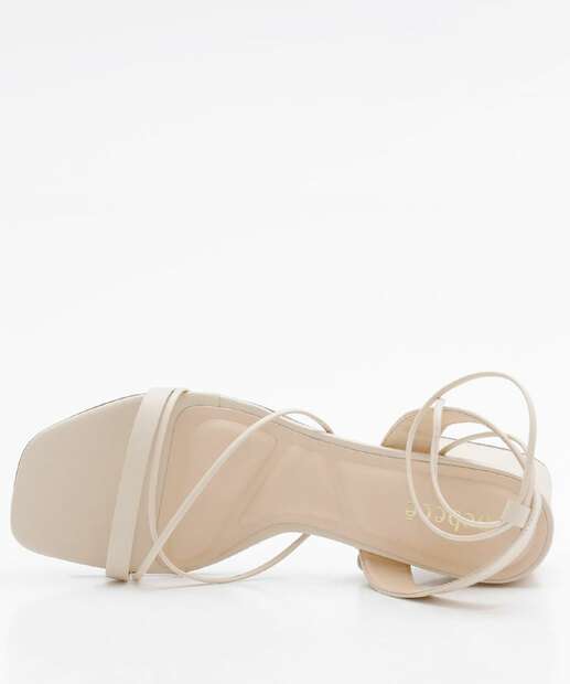 Sandália Salto Grosso Feminina Tiras Amarração Bebecê