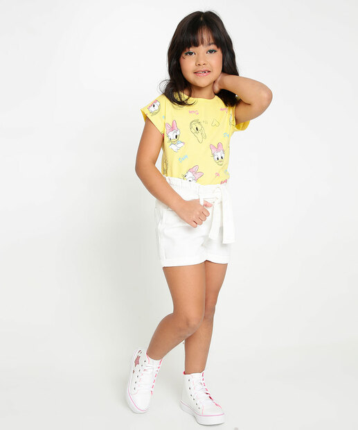 Camiseta Infantil Margarida Manga Curta Disney Tam 4 a 10