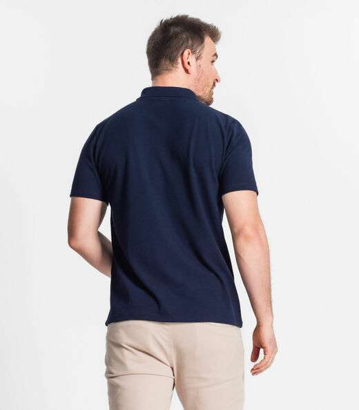 Camisa Polo Básica Masculina Diametro Azul