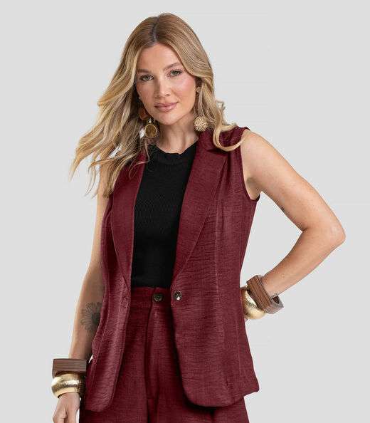 Image_Colete Feminino em Tecido Poli Linho Dianna Vermelho