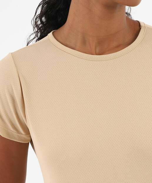 Blusa Feminina Fitness Básica Marisa Bege