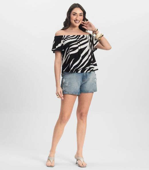 Blusa Feminina Ciganinha Infinita Cor Preto