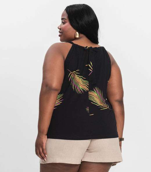Blusa de Alça Plus Size Infinita Cor Laranja