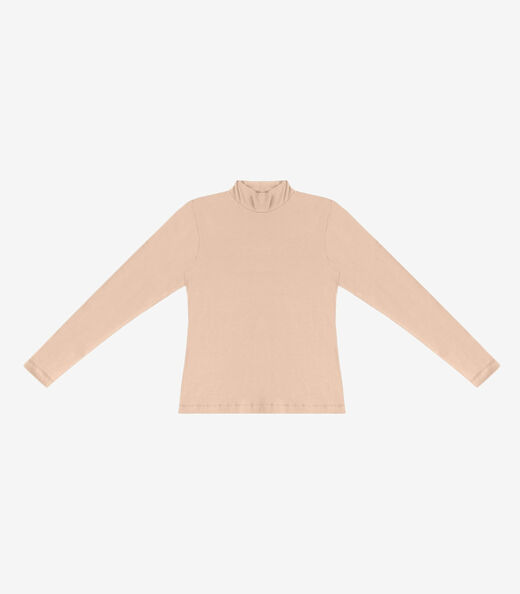 Image_Blusa Feminina Cotton Gola Alta Básica Rovitex Bege