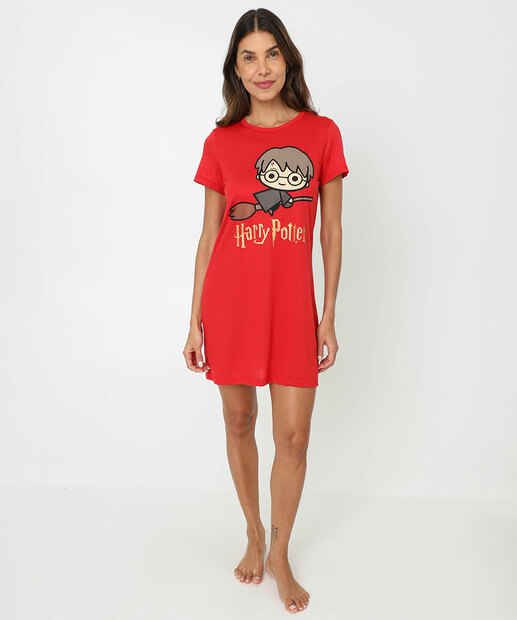 Camisola Manga curta Estampa Harry Potter Vermelho 