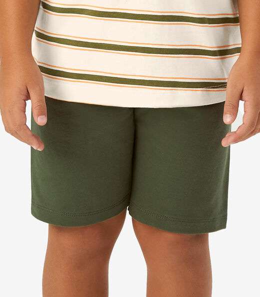 Conjunto Camiseta com Bermuda Meia Malha Rovi Kids Bege