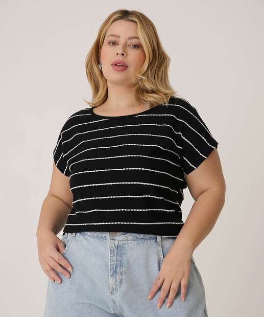 Image_Blusa Plus Size Feminina Listrada Manga Curta Marisa