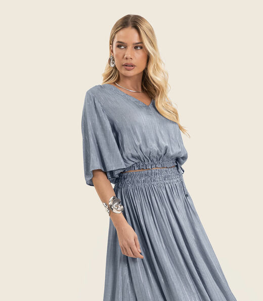 Blusa Feminina Manga 3/4 Endless Azul