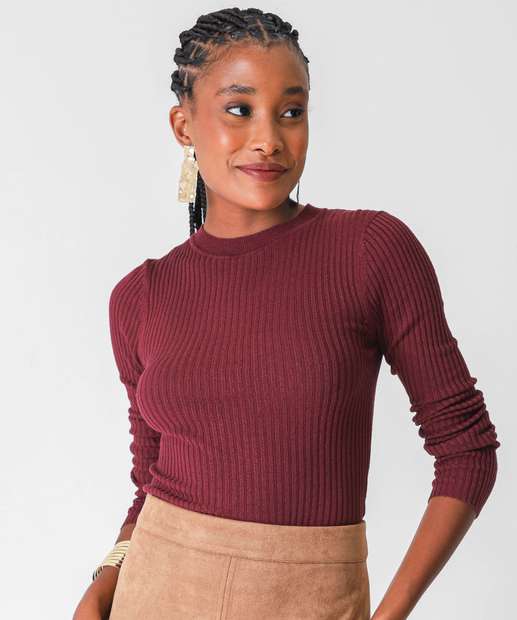 Image_Suéter Feminino Canelado Marisa Vinho